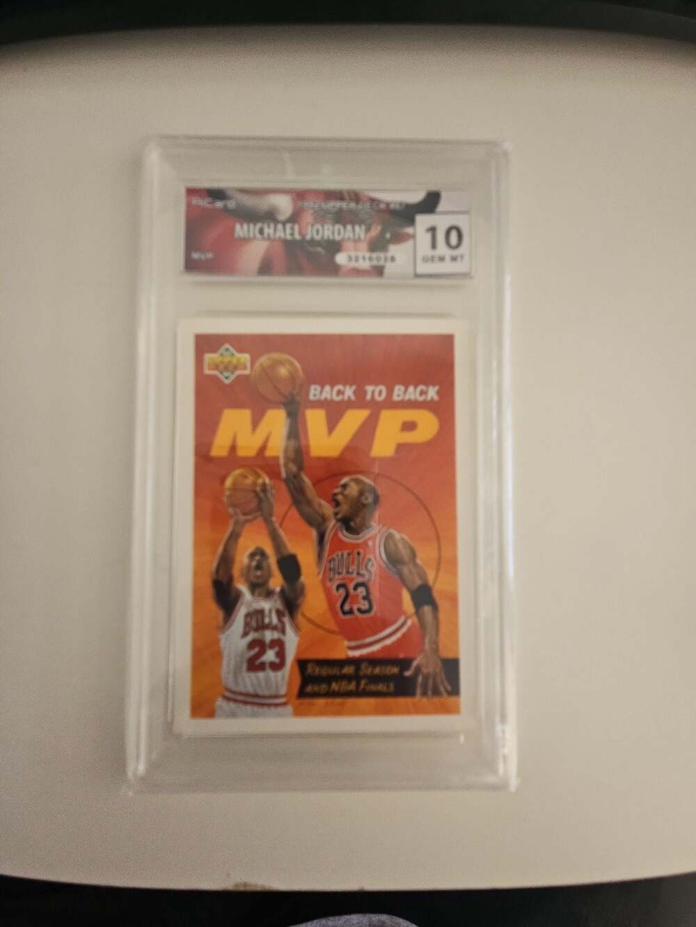 1992-93 Upper Deck Michael Jordan Back To Back MVP #67 Graded Gem Mint 10